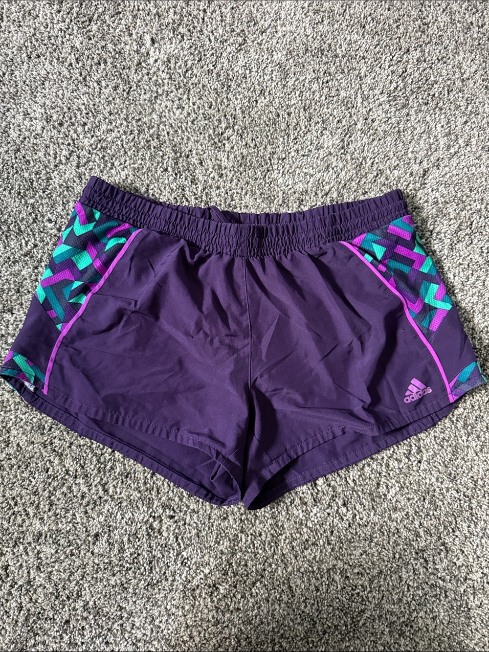 adidas Purple Women's Running Shorts with Teal Accent